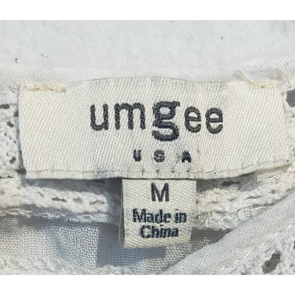 Umgee Dress Womens Medium White Boho Floral Embroidered Tunic Cottagecore Flirty - Picture 6 of 7